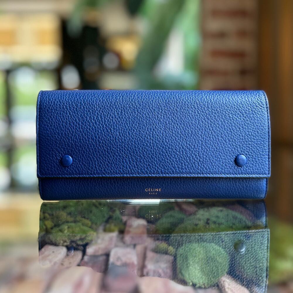 CELINE Blue Leather Continental Wallet